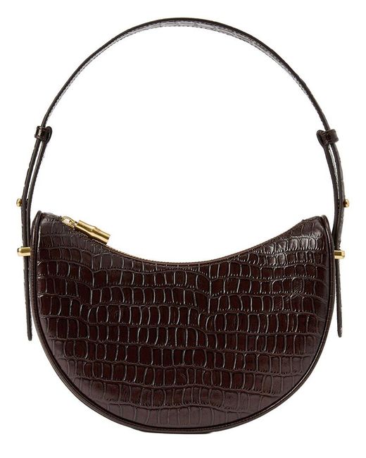 J.McLaughlin Brown Mezzaluna Croc-Embossed Leather Handbag
