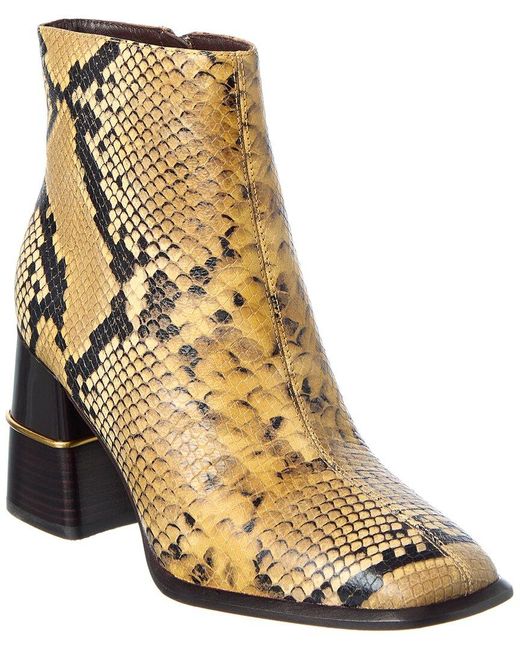 Tory Burch Natural Snake-Embossed Leather Bootie