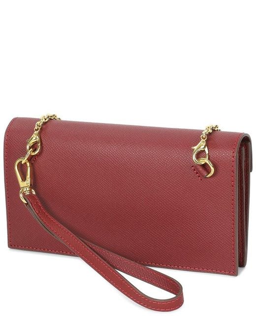 Tiffany & Fred Paris Red Saffiano Leather Convertible Wallet/Clutch