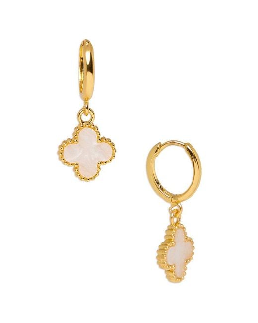 Saachi Metallic Clover Charm Earrings