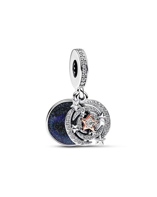 Pandora White Moments 14K Rose Plated Cz Shooting Star Dangle Charm