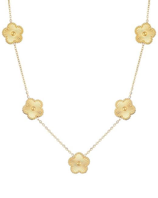 Adornia Metallic 14K Plated 5-Leaf Clover Station Necklace