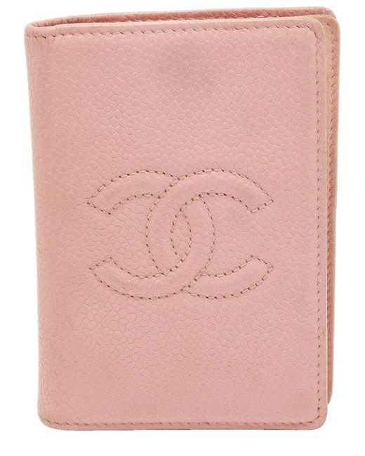 Chanel Pink Leather Cc Bifold Card Case (Authentic Pre-Owned)