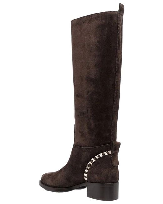 Ferragamo Brown Tawnie Below Leather Knee Boot