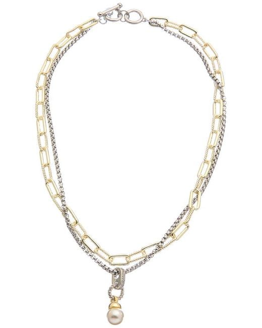 Juvell Metallic 18k Plated Pearl Cz Link Necklace