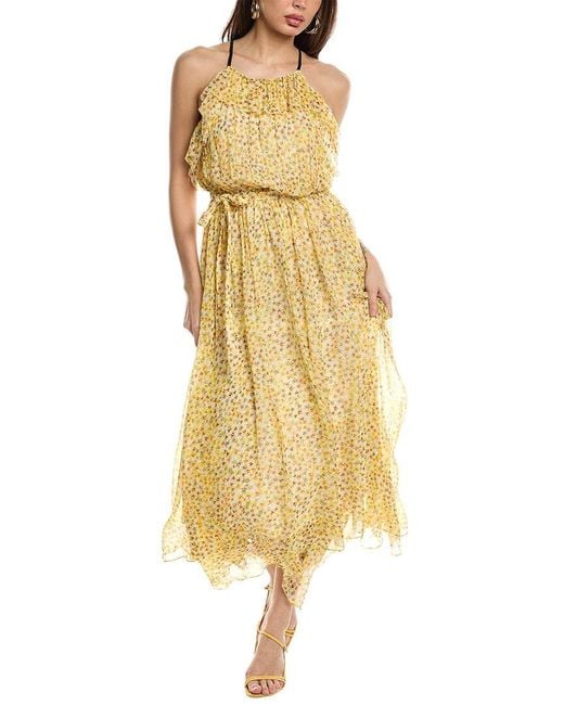 Jason Wu Yellow Crinkle Chiffon Halter Silk Maxi Dress