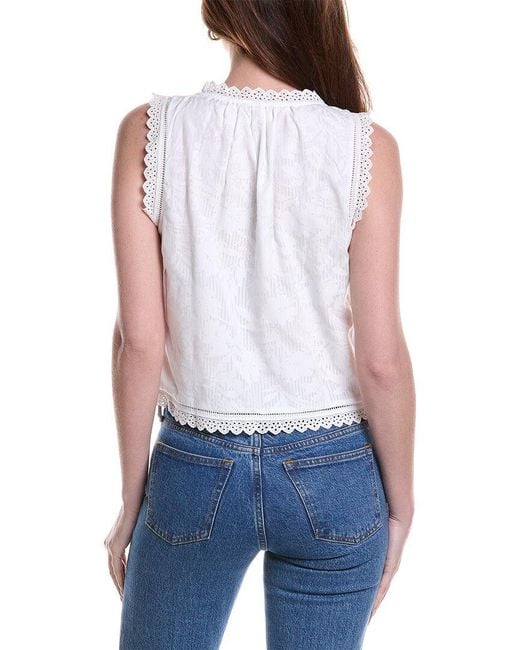 Vince Camuto Blue Cropped Button Down Peasant Tank Top