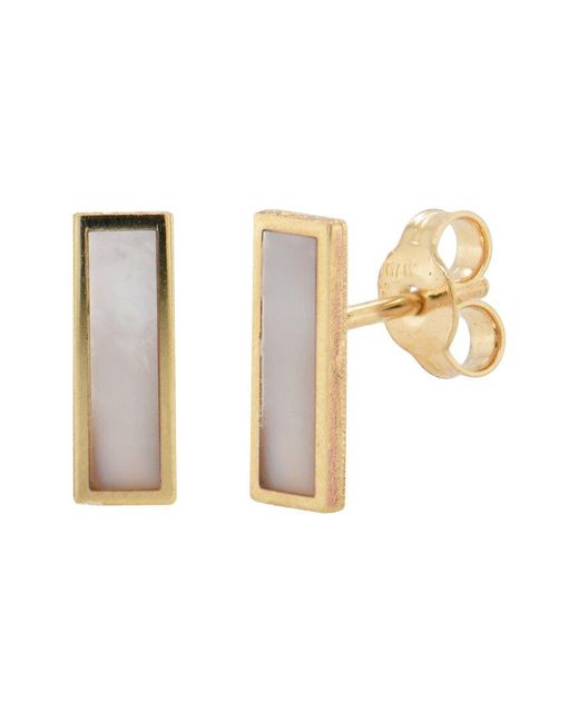 Sabrina Designs White 14K Mop Bar Studs