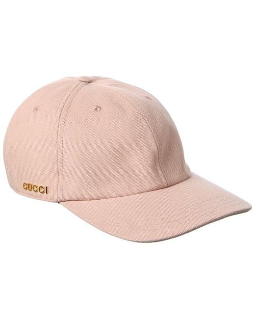 Gucci Pink Logo Canvas Baseball Cap