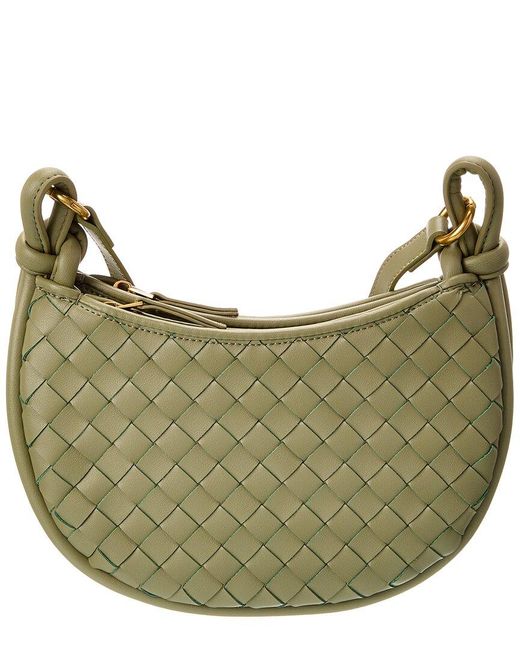 Tiffany & Fred Paris Green Hand-woven Leather Messenger Bag