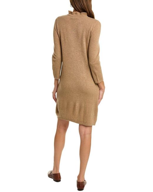 Forte Natural Ruffle Neck Cashmere Sweaterdress