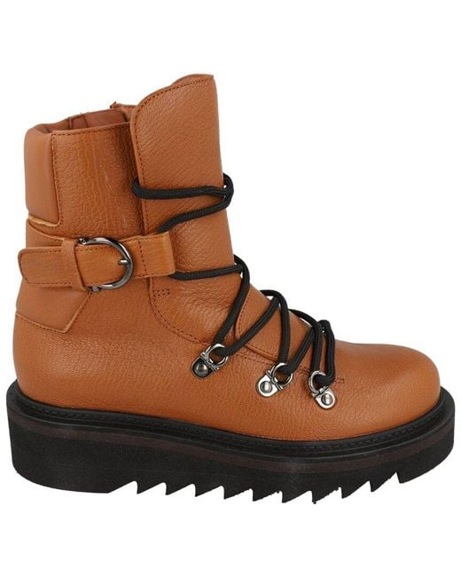 Ferragamo Brown Elimo Lace-Up Leather Boot