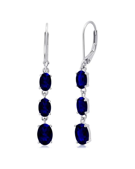 MaxColor White 2.50 Ct. Tw. Lab-Grown Sapphire Dangle Earrings