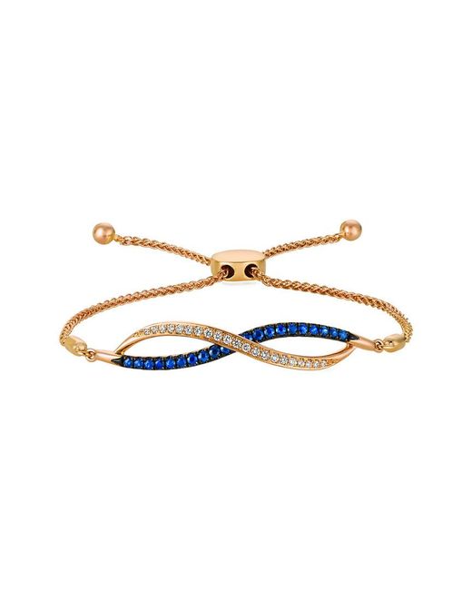 Le Vian Metallic 14k Rose Gold 0.55 Ct. Tw. Diamond & Sapphire Bolo Bracelet