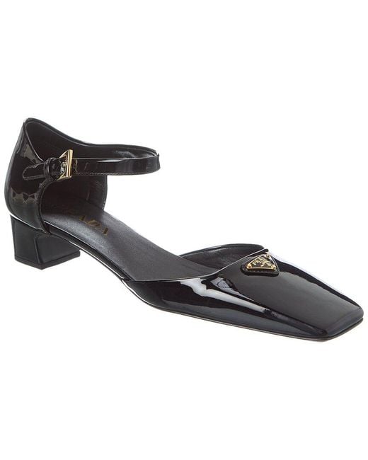 Prada Black Logo Patent Mary Jane Pump