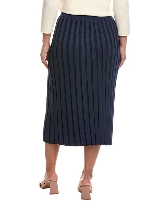 Lafayette 148 New York Blue Plus Ribbed Knit Midi Skirt