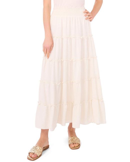 Vince Camuto Pink Tiered Smocked Waist Maxi Skirt