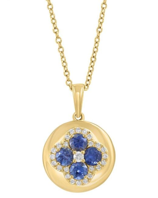 Effy Fine Jewelry Metallic 14K 0.75 Ct. Tw. Diamond & Sapphire Necklace