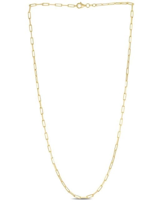 Italian Silver White Piazza Di Spagna 14K Over Paperclip Chain Necklace