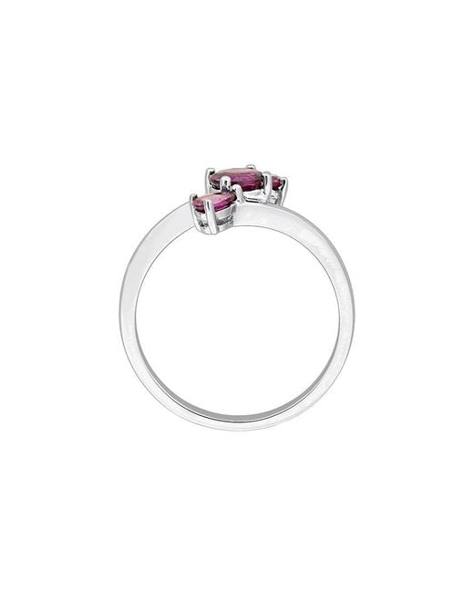 Rina Limor Pink 0.85 Ct. Tw. Rhodolite Three-Stone Bypass Ring