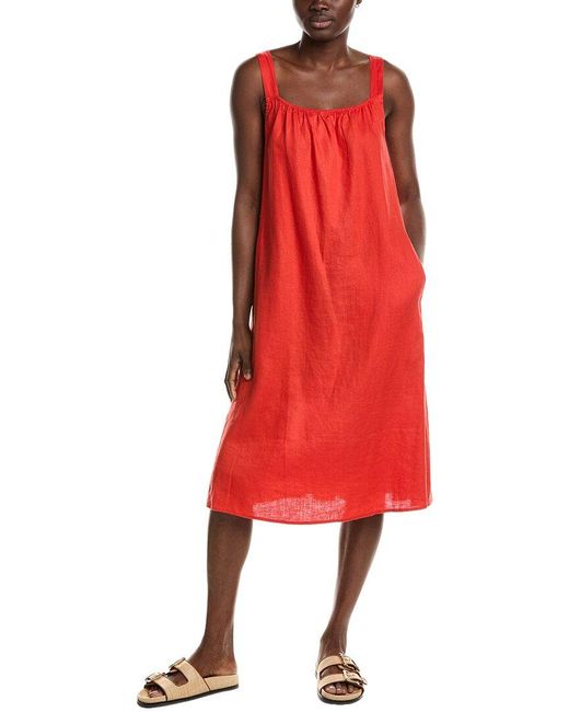 Eileen Fisher Red Linen Cami Dress