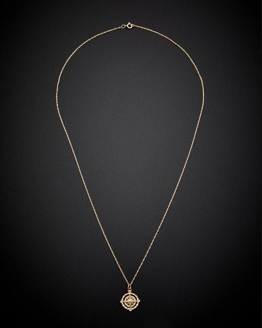 Italian Gold Black Fremada 14k Windrose Pendant Necklace