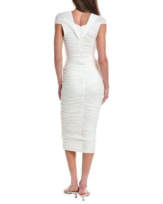 Bardot White Priah Gathered Mesh Midi Dress