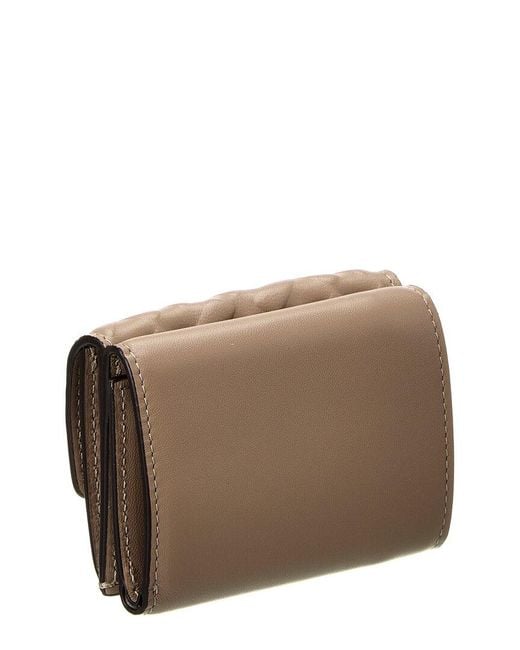 Fendi Gray Micro Trifold Leather Wallet