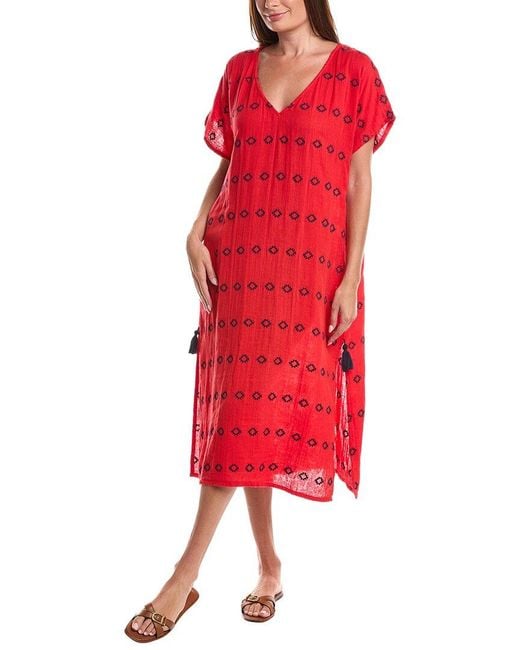 MER ST BARTH Red Capucine Maxi Caftan Dress