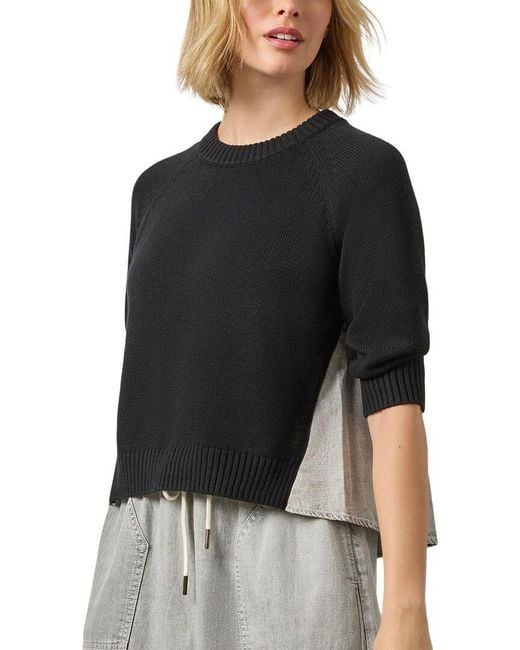 Lilla P Black Denim Elbow Sleeve Sweater