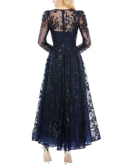 Mac Duggal Blue Embroidered A-Line Gown