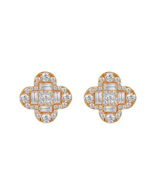 Diana M Metallic Fine Jewelry 14k Rose Gold 1.30 Ct. Tw. Diamond Clover Studs