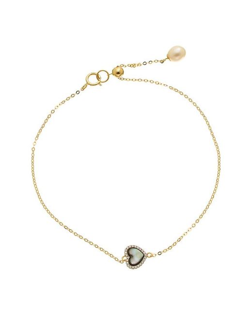 Maitre De Diamant Metallic 18K 0.02 Ct. Tw. Diamond & Pearl Bracelet