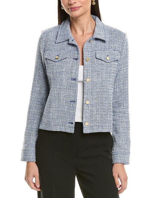 J.McLaughlin Blue Colby Linen-Blend Jacket