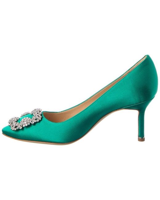 Manolo Blahnik Blue Hangisi 70 Satin Pump
