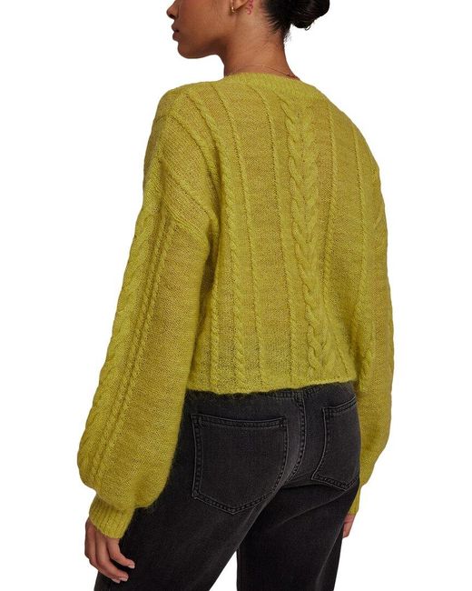 Bella Dahl Green V-Neck Cropped Mohair & Wool-Blend Sweater