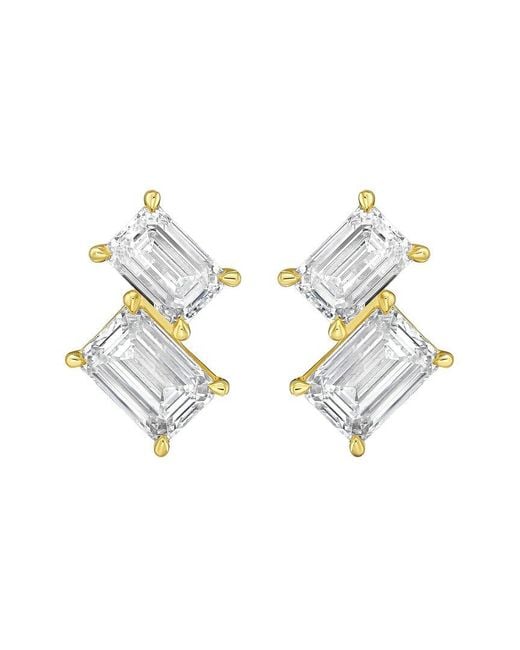 Diana M Metallic 14K 12.00 Ct. Tw. Lab-Grown Diamond Two-Stone Earrings