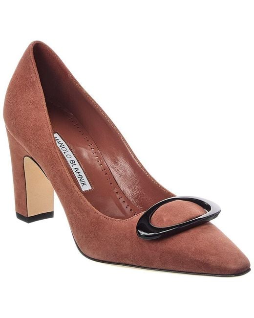 Manolo Blahnik Pink Fenixhi 90 Suede Pump