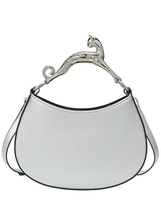 Tiffany & Fred Paris White Tiffany And Fred Paris Sculptural Panther Leather Shoulder Bag