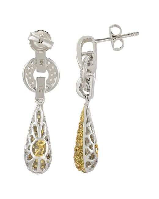 Suzy Levian White 0.02 Ct. Tw. Diamond & Sapphire Drop Earrings