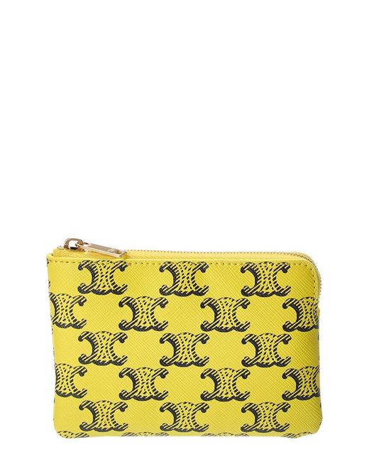 Céline Yellow Triomphe Canvas Coin Purse