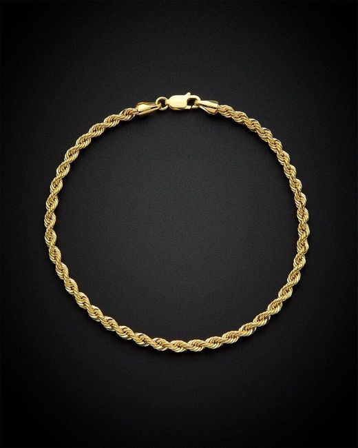Italian Gold Black 14k Hollow Rope Bracelet