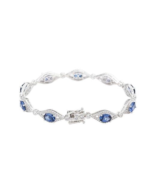 Suzy Levian White Silver 0.02 Ct. Tw. Diamond & Gemstone Bracelet