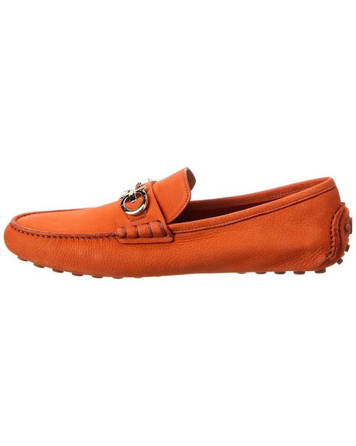 Ferragamo Orange Grazioso Leather Loafer for men
