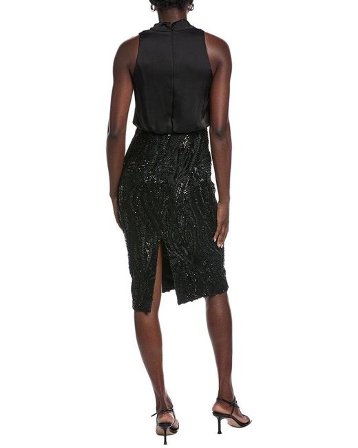 Aidan Mattox Black Solid Mid Dress