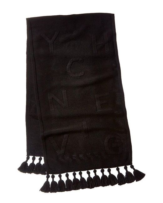 Givenchy Black Logo Wool Scarf