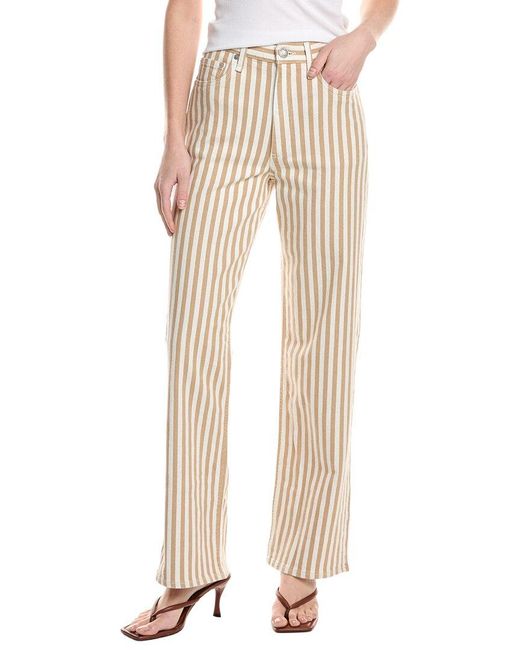 Rag & Bone Natural Shea Linen-Blend Relaxed Tan Stripe Straight Jean