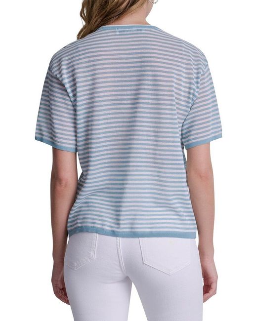 DKNY Blue Striped Lightweight Sweater