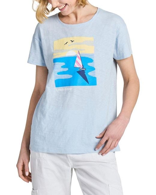 Life Is Good. Blue Slub Easy Fit Tee