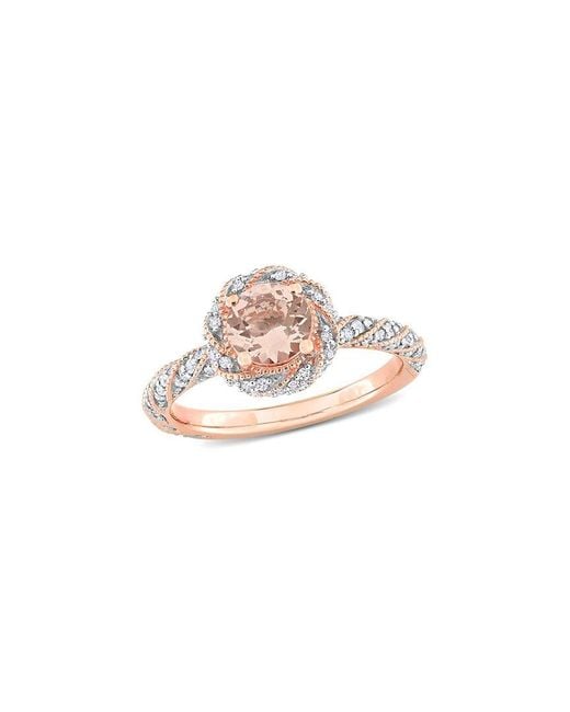 Rina Limor White 14k Rose Gold 1.10 Ct. Tw. Diamond & Morganite Halo Ring